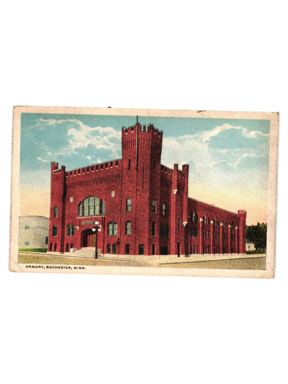 Armory Rochester Minn Vintage 1918 Postcard Bloom Used Writing Stamps Mailed